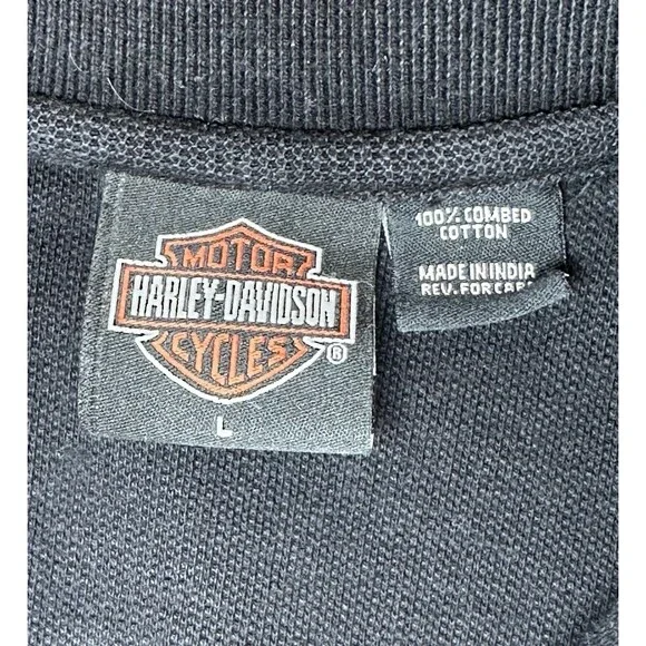 Vintage Harley Davidson Polo Shirt Mens Large Black Embroidered Logo Biker L - Picture 9 of 12